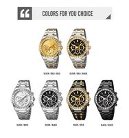 Montre à quartz pour homme avec logo personnalisé, bracelet en acier inoxydable, cadran en verre, étanche, boîtier en alliage, chronomètre, aiguilles, date