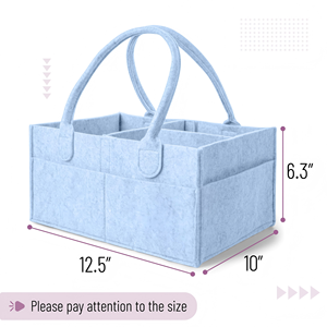 Organisateur de couches pour bébé pliable et portable, bleu ciel, organisateur de couches pour bébé en feutre avec poignée - Product Image 2