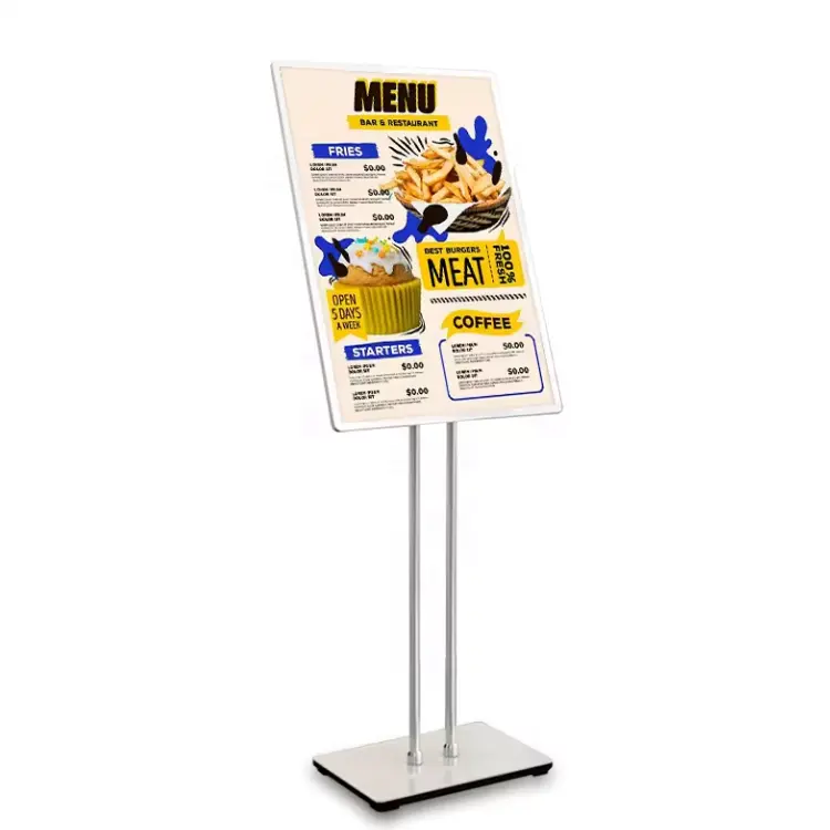 Mudah digunakan LED A2 A3 bebas berdiri berlampu pemegang tanda Led Menu tampilan tugas berat geser dalam Poster berdiri