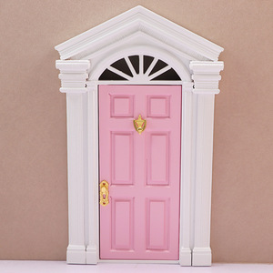 Puerta exterior para <span class=keywords><strong>casa</strong></span> <span class=keywords><strong>de</strong></span> <span class=keywords><strong>muñecas</strong></span> 1:12/<span class=keywords><strong>casa</strong></span> en miniatura DIY <span class=keywords><strong>con</strong></span> parte superior puntiaguda, pilares dobles, puerta <span class=keywords><strong>de</strong></span> 6 paneles, puerta colorida - Product Image 5