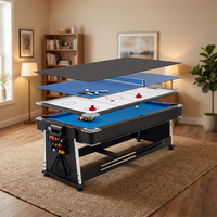 Table de jeux multifonction 4 en 1 personnalisée de 7 pieds avec ping-pong, hockey sur air et plateau de salle à manger, table de billard commerciale 4 en 1