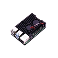 Boîtier métallique GGDX pour Raspberry Pi 4 Modèle B en alliage d'aluminium avec double ventilateur pour dissipation thermique