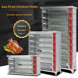 Rôtissoire Électrique Commerciale en Acier Inoxydable à Gaz avec Broches Rotatives Automatiques pour Poulet, Canard, Poisson, Viande - 3, <span class=keywords><strong>6</strong></span>, 9 Broches - Product Image 5