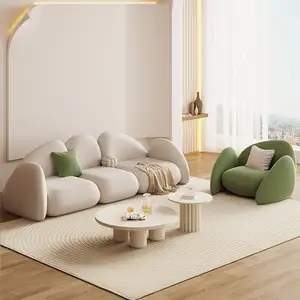 Set Sofa kain Linen Desain terbaru pabrik warna dapat disesuaikan disesuaikan kulit Modern ruang tamu Sofa