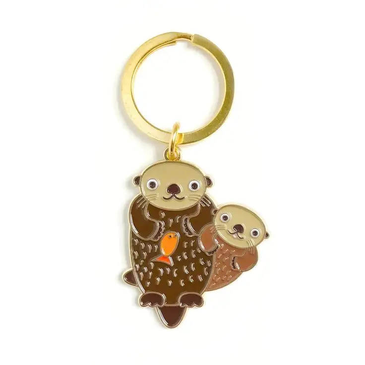 Produttore di catene di alta qualità portachiavi personalizzato Sea Otter Animal Souvenir portachiavi in metallo smaltato morbido portachiavi per regalo