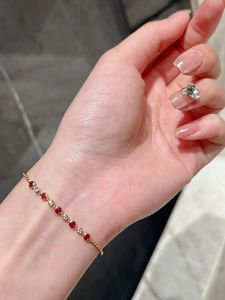 Bracelet à breloques Xinfly Dainty en or 18 carats avec diamants naturels et rubis véritables, chaîne cubaine, bijoux de mode pour fête ou cadeau - Product Image 4