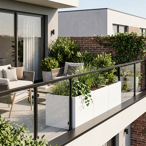 Jardinière carrée blanche en acier galvanisé pour usage commercial, conteneur moderne en métal pour plantes d'extérieur, vente en gros - Product Image 1