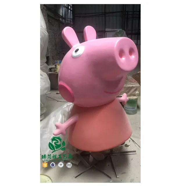 Patung babi serat kaca ukuran hidup patung hewan kartun pabrikan Tiongkok zhen xin qi patung