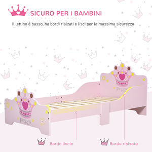 HOMCOM Children's <b>Bed</b> with Raised Edges and 6 Wooden <b>Legs</b> <b>for</b> Children's Bedroom, Cot <b>for</b> Children from 3-6 Years, 143x73x60cm, - Product Image 5
