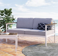 Ensemble de salle à manger avec cadre en aluminium - Chaises et table de patio tissées imperméables, mobilier de conversation de jardin d'extérieur