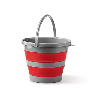 Collapsible Plastic Bucket PP Mop Silicone Bucket Foldable Round Tub For House Cleaning Outdoor Waterpot For Camping