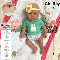 Poupée Reborn Fille de 12 Pouces Entièrement en Silicone Faite à la Main, Yeux Ouverts, Détails de Genre Réalistes, Interactive, Lavable