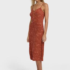 ชุดเดรสฮาวายคอรูปทรงกุญแจ ดีไซน์หรูหรา พิมพ์ลายตามสั่ง OEM คุณภาพสูง ผลิตจากผ้าวิสโคส 100% ความยาวระดับกลาง - Product Image 3