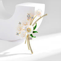 Bros Bunga Enamel Modis untuk Wanita, Penjepit Syal Niche dan Mewah, Anti-terlihat, Corsage untuk Setelan