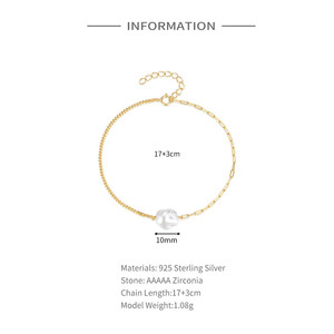 CANNER Minimalist S925 <b>Silver</b> <b>Bracelet</b> Simple Freshwater Pearl Jewelry Cute Thin Paperclip Chain Pearl <b>Charms</b> <b>Bracelet</b> Gifts - Product Image 6