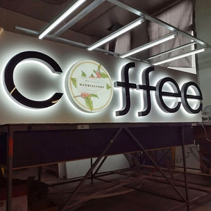 Acrílico café 3D al aire libre carta signo publicidad señalización tablero personalizado Metal LED Logo signo para tienda - Product Image 1