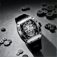Montre mécanique de luxe haut de gamme OEM personnalisée pour hommes, mouvement automatique, alliage de silicone, cadran à aiguilles lumineuses, étanche 50M, vente en gros