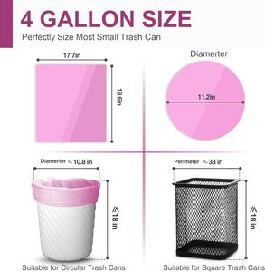 HuamaohengchunSmall Trash Bags Bathroom,4 Gallon Garbage Bags for Kitchen Bedroom, Unscented, 80 Count, Hot Pink - Product Image 2