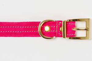 COLLIER ROSE ITALIEN Cadeau parfait pour les propriétaires-Collier de chien en daim véritable et finition or - Product Image 5