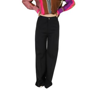Pantaloni da Donna Marroni a Vita Alta e Gamba Larga per Abbigliamento Formale - Product Image 1