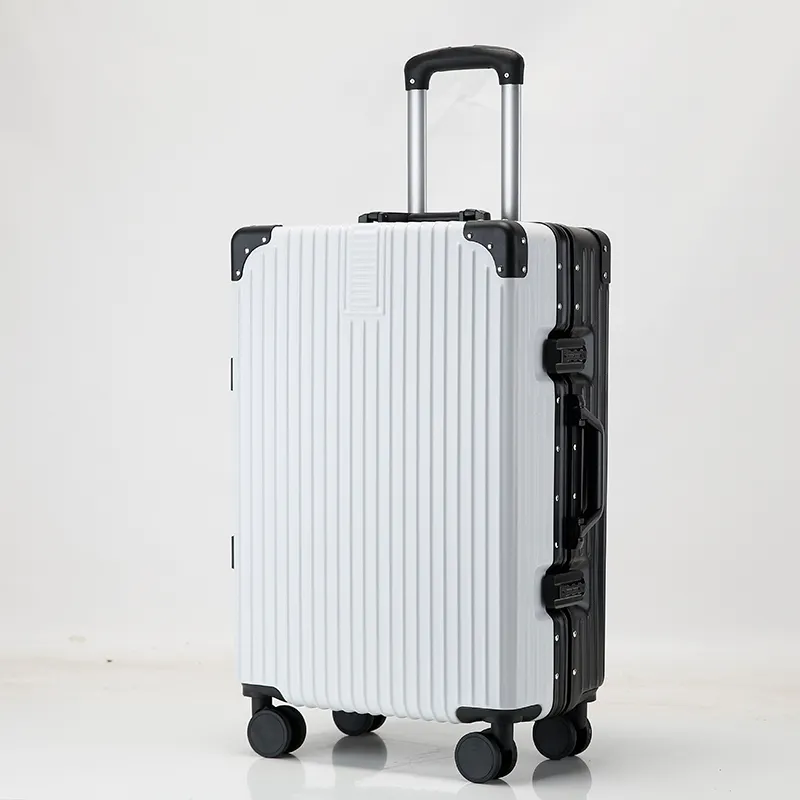 طقم حقائب سفر بدون سحاب بمقبس معدني وإطار من الألومنيوم TSA مزدوج حقائب سفر يمكن حملها بجهاز دوار