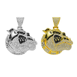 Liontin Perhiasan Bentuk Kepala Anjing Kreatif Terlaris, Dilengkapi dengan Kalung Rantai Cuban Hip-hop Berbahan Alloy Berlian - Product Image 5