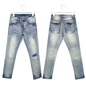 Pantalones Deportivos de Mezclilla Personalizables para <span class=keywords><strong>Hombre</strong></span>, Talla Grande, Lavados, con Estampado de Agujeros, Casuales, de Cintura Media, para Otoño y Verano - Product Image 1