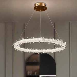 Candelabro de cristal Led nórdico, anillo de cristal circular redondo, luz colgante lineal para comedor - Product Image 6
