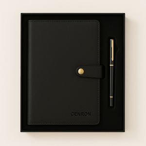 Executive PU Leather A5 Notebook with Button Strap and Pen /Corporate Stationery Gift Box for VIP Client Orders - Product Image 1