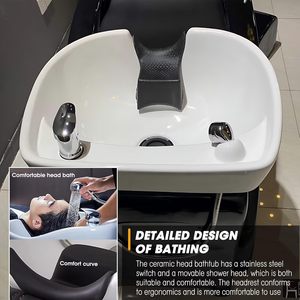 Chaise de shampooing de massage moderne Chaise de lavage de lit Chaise de shampooing inclinable avec repose-pieds Chaise de shampooing et bassin - Product Image 2