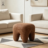 Pouf ottoman Jacquard - Repose-pieds géométrique à 4 pieds - Tabouret texturé en tissu tweed pour canapé de luxe