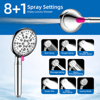 Pommeau de Douche à Main 8+1 Modes de Jet, avec Jet Arrière, Filtre à 7 Étapes, Élimine le Chlore, pour Usage Domestique