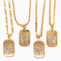 Collier Saint-Esprit Rempli d'Or Femmes Hommes Collier Colombe Blanche Bijoux en Or Protection Collier Religieux