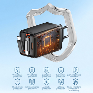 Cargador de pared USB de 2 puertos con enchufe AU y cable retráctil, adaptador de doble puerto con carga rápida PD QC3.0 para iPhone, portátil y viajes. - Product Image 6