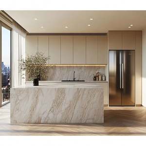 Gabinetes de Cocina Modernos Personalizados, Diseño Integrado de Lujo, Puertas Acrílicas Impermeables de Acero Inoxidable, Iluminación LED para Casas y Apartamentos - Product Image 3