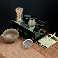 Ensemble cadeau d'outils à matcha artisanaux avec glaçure cuite au four, kit complet de cérémonie du thé traditionnelle avec boîte cadeau de luxe, usage personnel