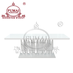 Mesa de comedor de hotel MDF rectangular moderna de estilo moderno con acabado dorado de acero inoxidable Boda de lujo y uso al aire libre - Product Image 3