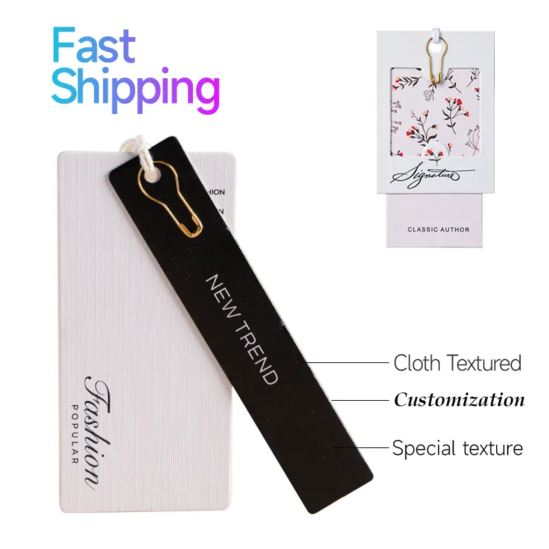 Design Luxury Swing Tags White Black Paper Customized Hanging Paper Tags Free Sample New Printed Sustainable Hang Tag for Shoes