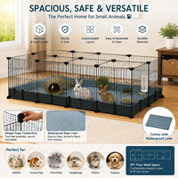 Cage pour animaux de compagnie pliable simple en métal verrouillable pour l'intérieur avec plateau en plastique pour cochons d'Inde, chats, chiens et lapins - Conception respirante