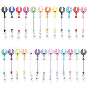 Porte-<span class=keywords><strong>badge</strong></span> rétractable à perles DIY pour infirmière, avec mousqueton, porte-clés, <span class=keywords><strong>cordon</strong></span> de traction, porte-carte transfrontalier, en ABS, plusieurs modèles - Product Image 4