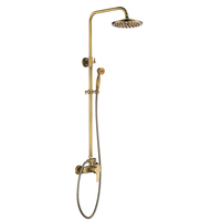 Ensemble de douche en laiton brossé de style européen, design moderne, barre coulissante à jet de pluie, robinet de salle de bain mural de luxe, eau chaude et froide, céramique