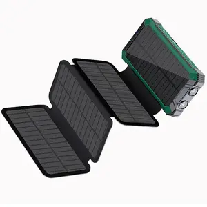 Portable folding solar panel 10000mah 20000mah 25000mah powerbank outdoor emergency power bank with wireless charging