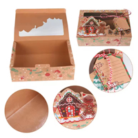Boîtes à biscuits de Noël Boîtes à cadeaux beignets Boîte de boulangerie avec fenêtre transparente, conceptions de vacances de bonhomme de neige du père Noël avec des rubans de Noël pour cadeau