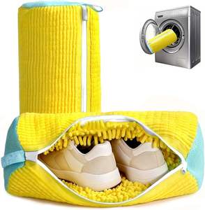 Sac de rangement pour baskets en chenille avec logo personnalisé, lavable, épaissi, fermeture éclair pour le lavage et la machine à laver les chaussures - Product Image 1