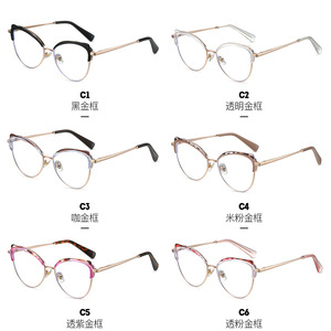 Monture de lunettes ronde pleine monture 87324 avec protection anti-lumière bleue, unisexe, monture en métal TR90 pour usage quotidien - Product Image 4