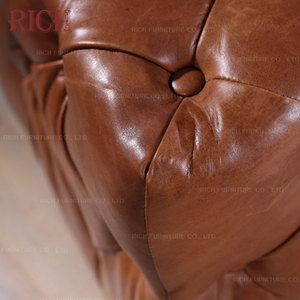 หนัง Ottoman คุณภาพผู้ผลิตสำหรับหนังม้านั่งหนัง Faux ออตโตมันปุ่ม Tufted เท้าสตูลสตูลวินเทจ - Product Image 5