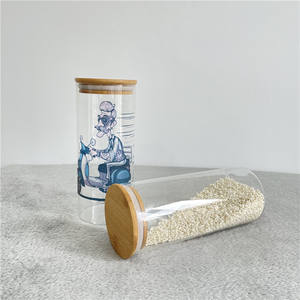 Bamboo Top Airtight Silicone Seal BPA Free Glass Food Canister stocked Multiple sizes <strong>pantry</strong> jars For Heat Press Printing - Product Image 2