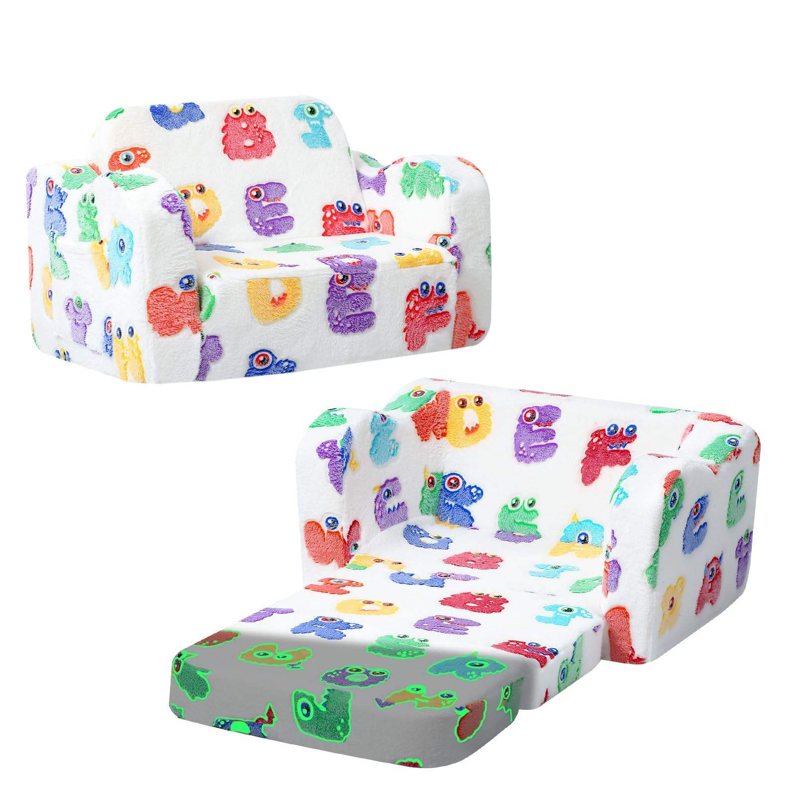 Peluche rougeoyante de monstre blanc