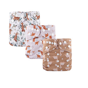 Venta de fábrica Listo para enviar Pañales de tela reutilizables baratos Tamaño único Cubiertas de pañales de bolsillo lavables ajustables - Product Image 1