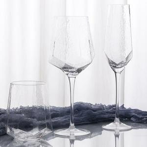 Óculos de vidro martelado, óculos para vinho martelado, em forma de diamante, dourado/prateado, 2020 - Product Image 4